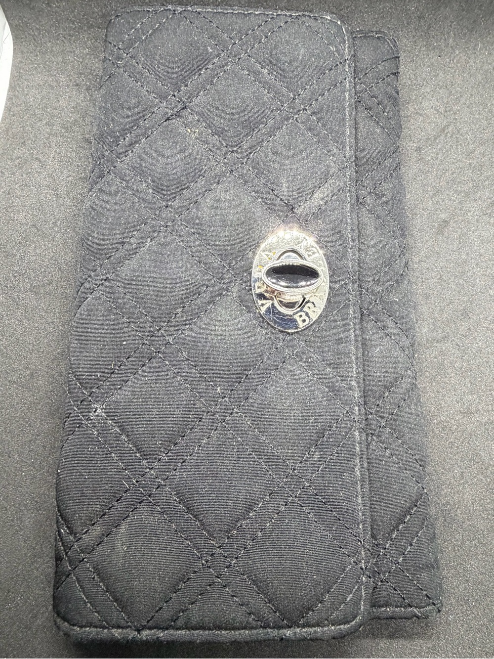 Vera Bradley Quilted Black Wallet Clutch with Turn-Lock Accent